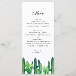 Menú de boda de cactus verde. Menú de cena de cact