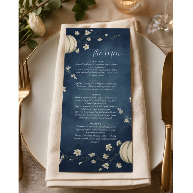 Menú de Boda de Calabaza de Otoño Azul Marino (Subido por el creador)