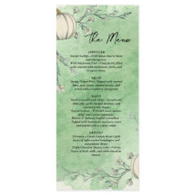 Menú de Boda de Calabaza de Otoño Verde Rústico