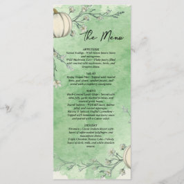 Menú de Boda de Calabaza de Otoño Verde Rústico