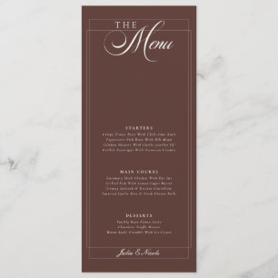 Menú de boda de caligrafía de chocolate clásico ma