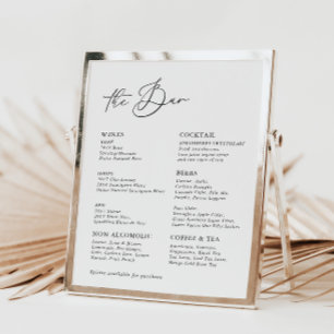 Menú de Boda de caligrafía moderna blanca