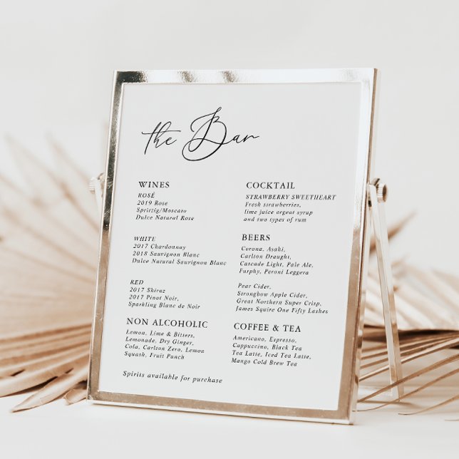 Menú de Boda de caligrafía moderna blanca (Subido por el creador)