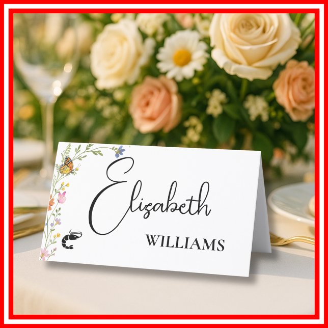 Menú de boda de camarones Floral Boho Wildflower (Subido por el creador)