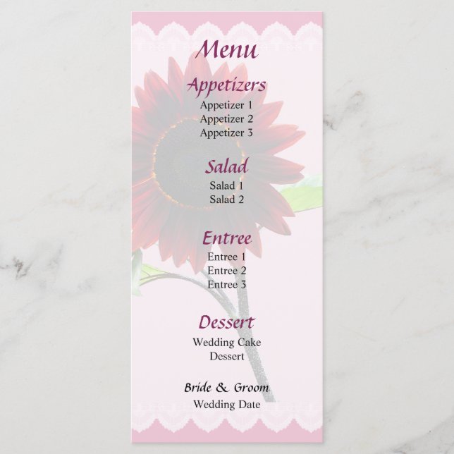 Menú de boda de cereza y chocolate (Anverso)