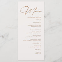 Menú de boda de champán neutro boho