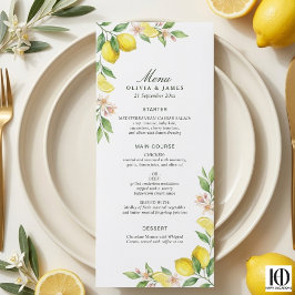Menú de boda de cítricos mediterráneos en corona