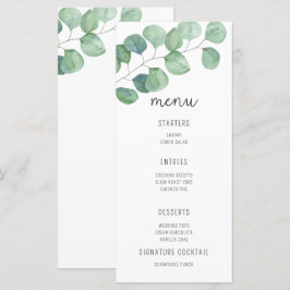 Menú de boda de eucalipto acuarela