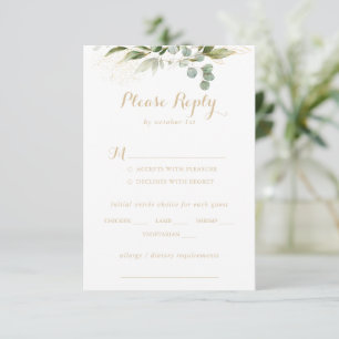 Menú de boda de eucalipto verde dorado elección RS