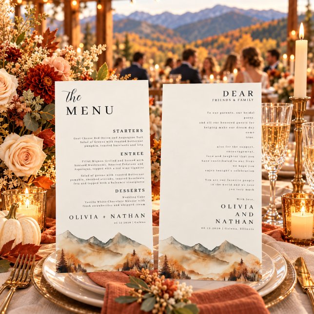 Menú de Boda de Fall Mountain y agradecimiento (Subido por el creador)