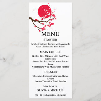 Menú de boda de flor de cerezo japonesa