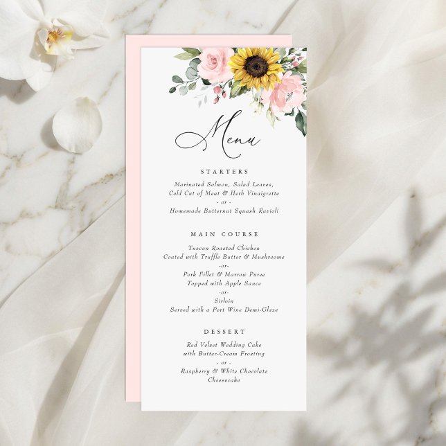 Menú de Boda de Flor de Greenery Rosa Sonrojado de (Subido por el creador)