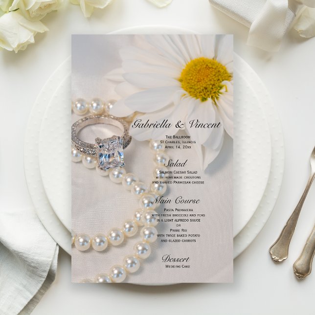 Menú de Boda de Flor de Margarita Blanca Elegante (Subido por el creador)