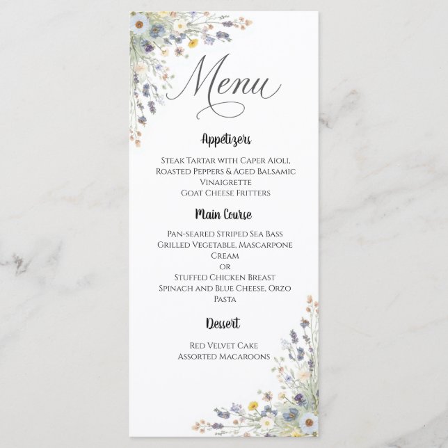Menú de Boda de Flor Silvestre Eterna (Anverso)