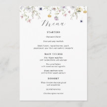 Menú de Boda de Flor Silvestre Púrpura Delicada