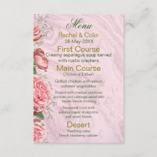 Menú de Boda de Flora Clásica Rosada