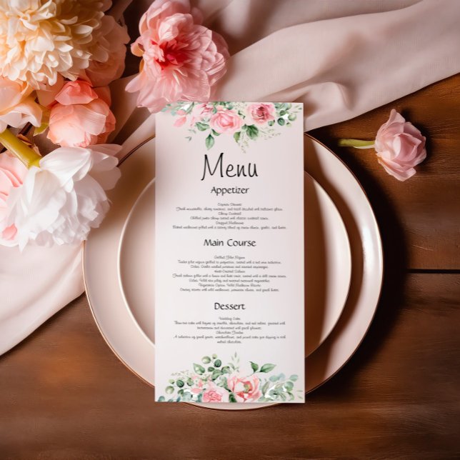 Menú de Boda de floral rosa de Watercol de Rubor (Subido por el creador)