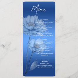 Menú de Boda de Flores de Acuarela Azul