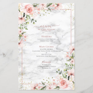 Menú de Boda de flores rosadas y degustación de co