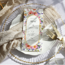 Menú de Boda de Flores Silvestres Colorido Boho