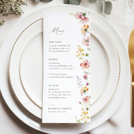 Menú de Boda de Flores Silvestres de Prado Boho