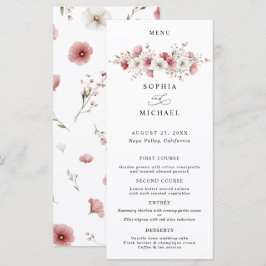 Menú de Boda de Flores Silvestres Rosadas