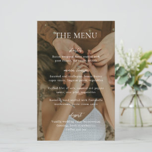 Menú de Boda de Foto Moderna en Blanco y Negro Sim