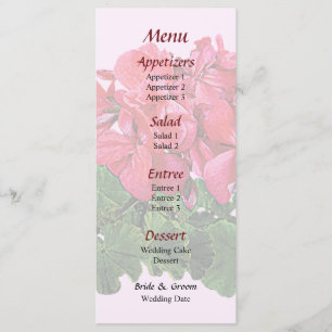 Menú de Boda de Geranios Rojos y Capullos