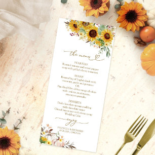 Menú de Boda de Girasoles y Calabazas de Otoño 'En