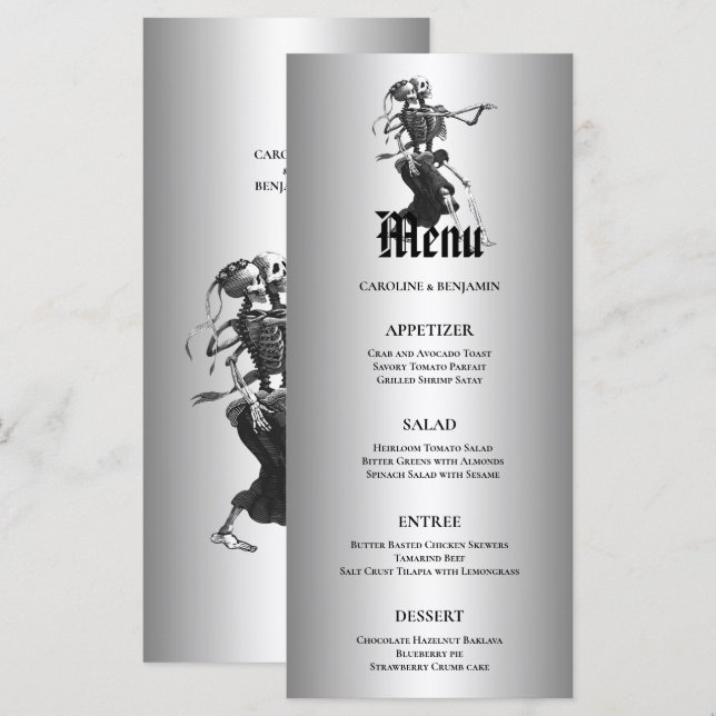 Menú de boda de Halloween elegante (Anverso / Reverso)