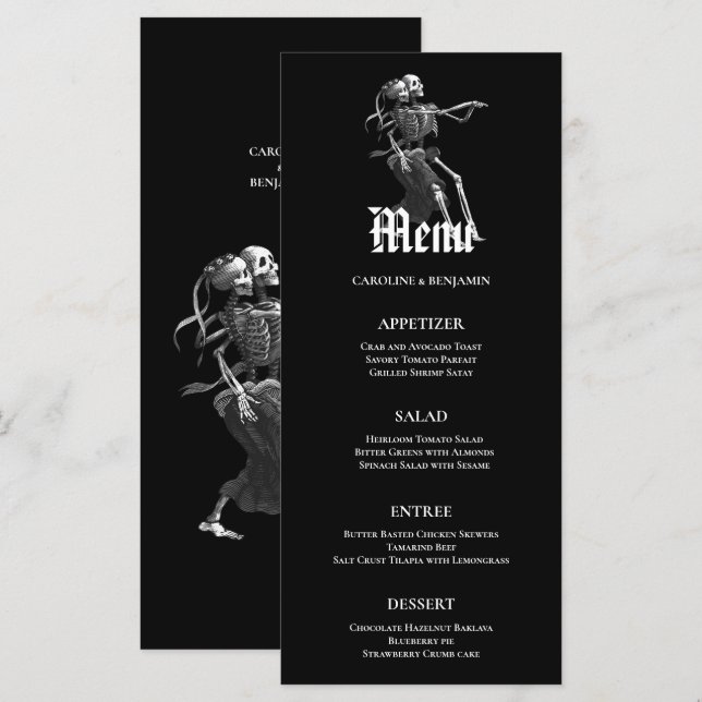 Menú de boda de Halloween elegante (Anverso / Reverso)