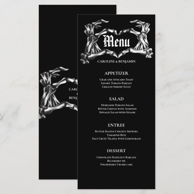 Menú de boda de Halloween elegante (Anverso / Reverso)