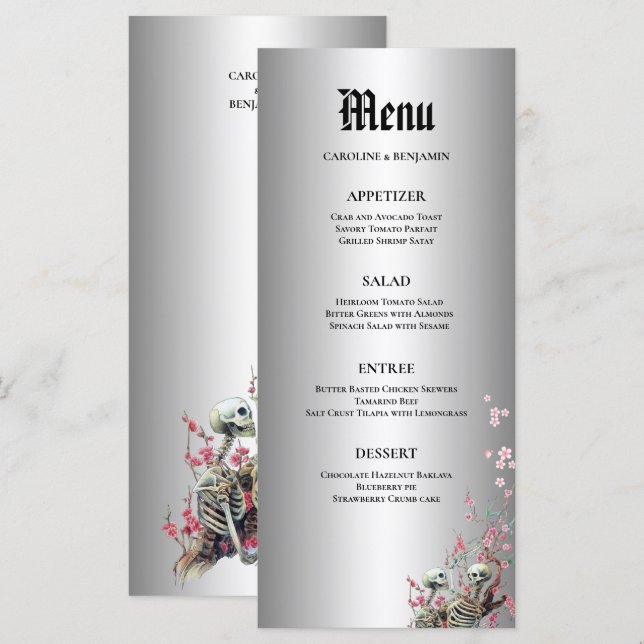 Menú de Boda de Halloween Elegante (Anverso / Reverso)