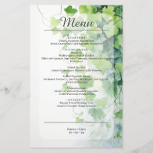 Menú de Boda de Hoja Verde Elegante
