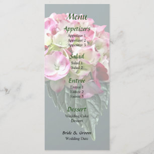 Menú de Boda de Hortensia Rosa y Blanco Elegante