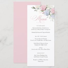 Menú de Boda de Hortensias Rosa y Azul Elegante