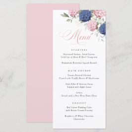 Menú de Boda de Hortensias Rosa y Azul Marino Eleg