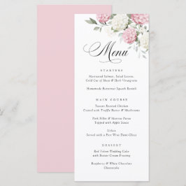 Menú de boda de hortensias rosadas elegantes con f