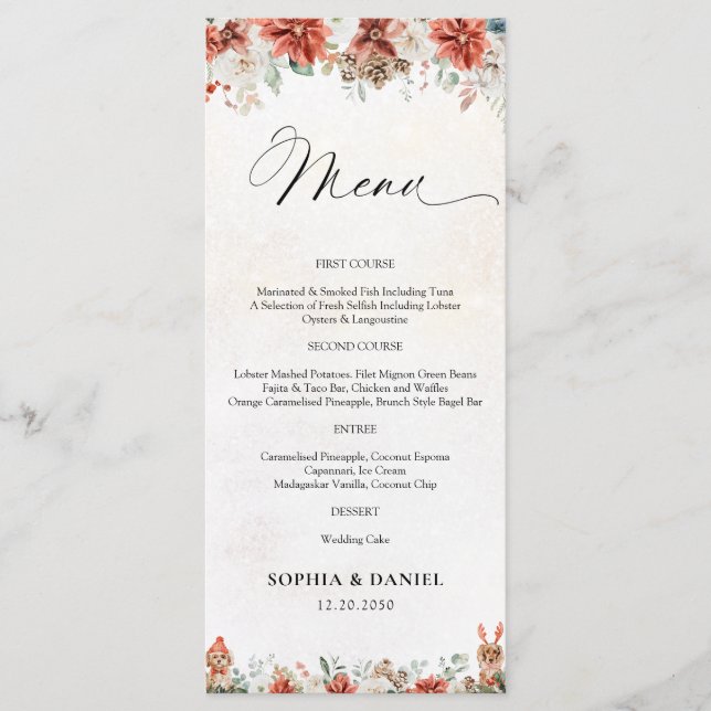 Menú de Boda de Invierno (Anverso)