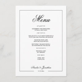 Menú de Boda de Invierno en Blanco y Negro