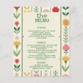 Menú de Boda de Jardín de Flor Silvestre de Primav