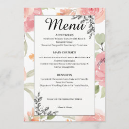 Menú de Boda de Jardín de Primavera con Durazno Su