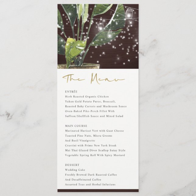 MENÚ DE BODA DE LA MASON DE LA MASA DE LA NOCHE DE (Anverso)