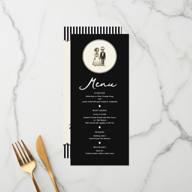 Menú de Boda de la Novia Esqueleto de Dibujos Anim (Anverso/Reverso In Situ)