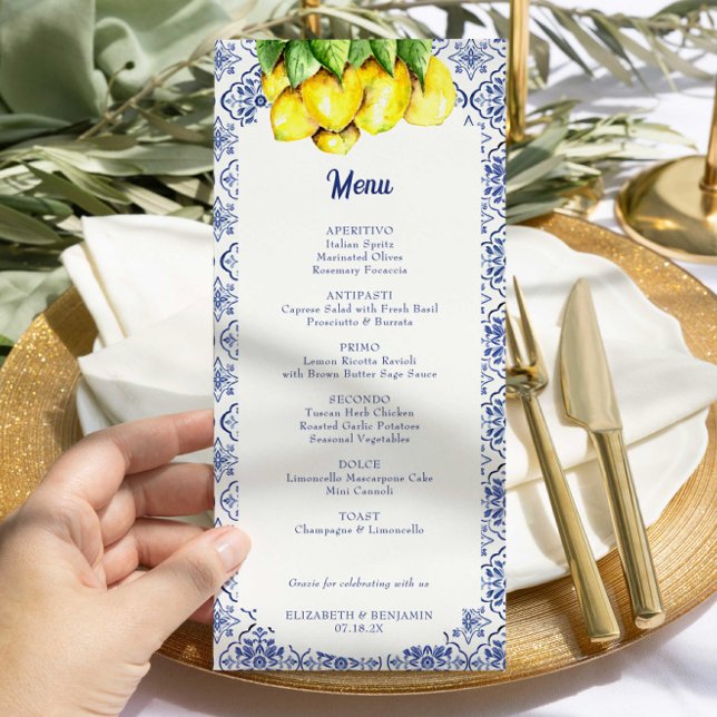 Menú de Boda de Limón Italiano con Azulejo Azul Me (Subido por el creador)