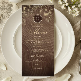 Menú de Boda de Madera Rústica Campestre