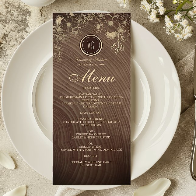 Menú de Boda de Madera Rústica Campestre (Subido por el creador)