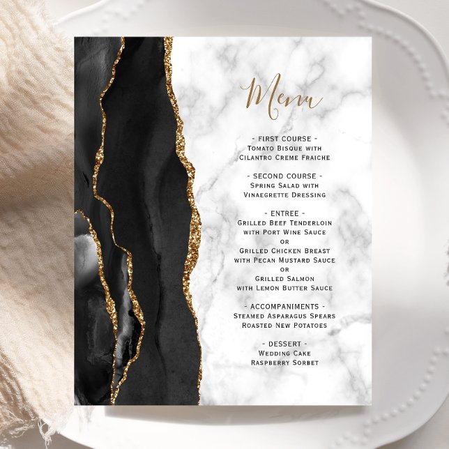 Menú de Boda de Mármol Ágata Negro Presupuesto (Subido por el creador)