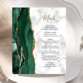 Menú de Boda de Mármol de Ágata Esmeralda Verde Pr