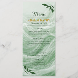 Menú de Boda de Mármol Verde Salvia y Oro